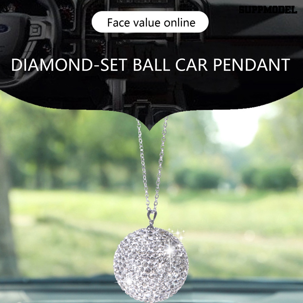 [SM] Liontin Mobil Berlian Imitasi Mengkilap Halus Tahan Aus Serbaguna Hias Eye-catching Bola Kristal Imitasi Mobil Pendant Car Decoration