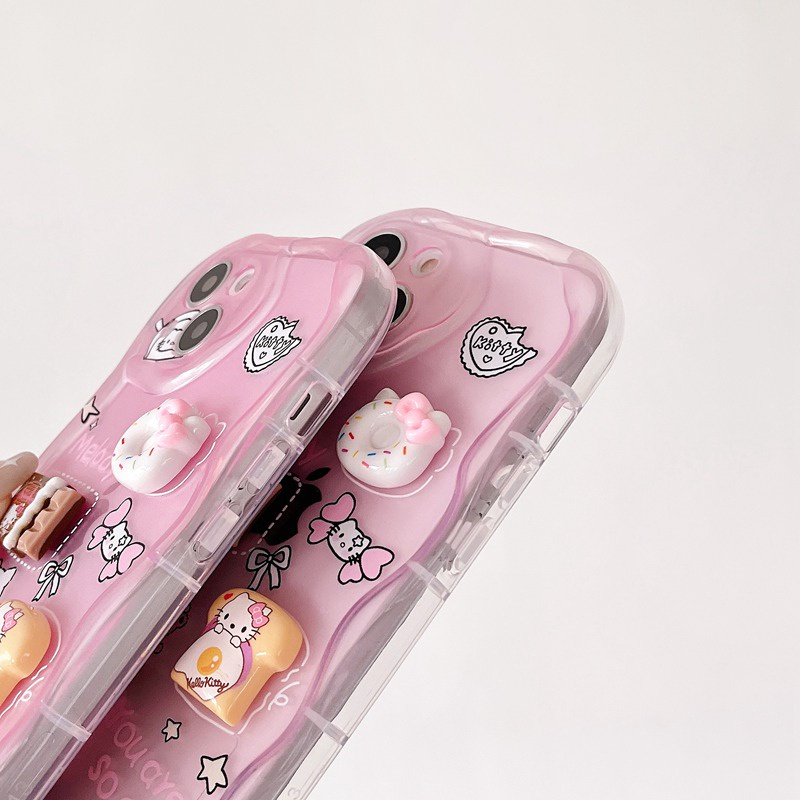 3D Hand Made Diy Candy Pink Kitty Clear Soft Case iPhone 11 12 13 14 Pro Max New Puff Casing Apple for women girls Gift