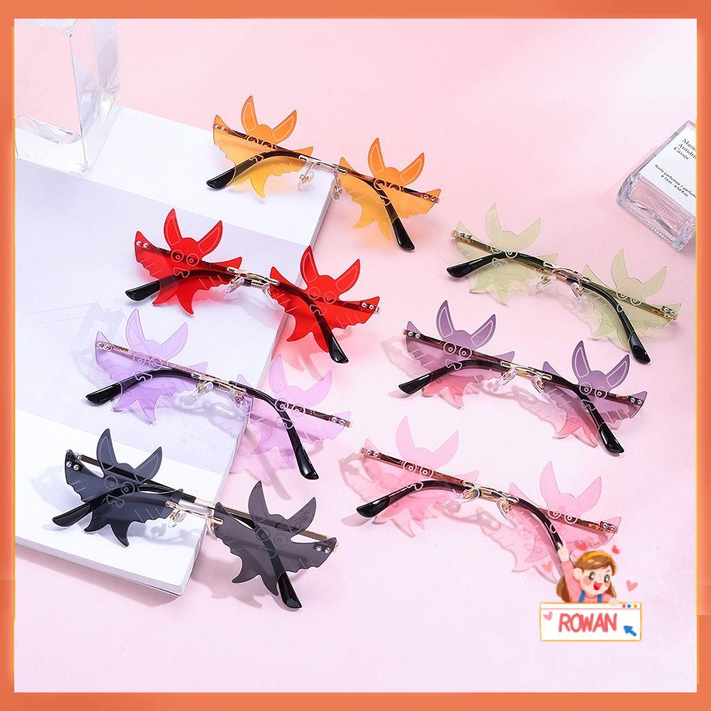 R-flower Bat Shaped Sunglasses Lucu Disco Pesta Wanita Dan Pria Eyewear Rimless