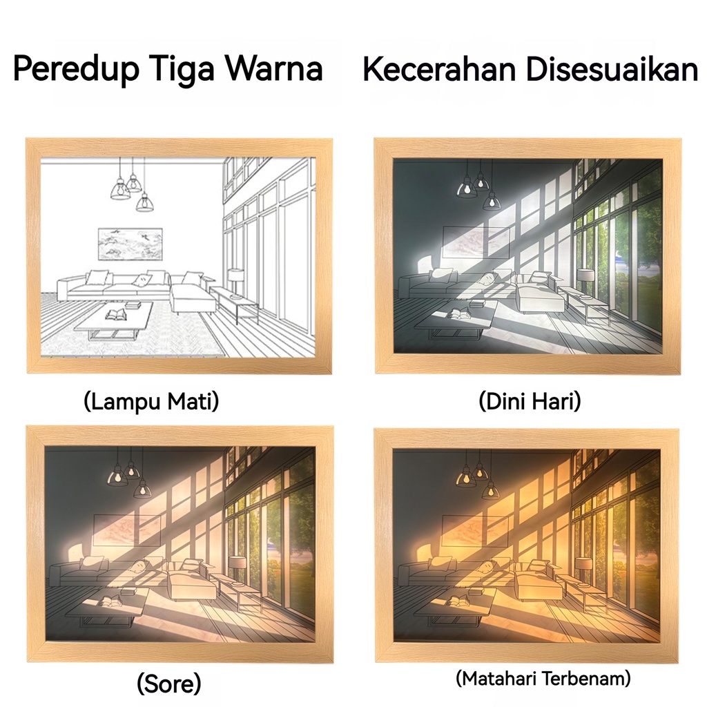 【COD】3 Warna Lukisan Lampu Cahaya Lukisan Kamar Tidur Lukisan Lampu Meja Dekoratif Foto Light Painting Cahaya Lukisan USB Kamar Tidur Ins Lampu Samping Tempat Tidur