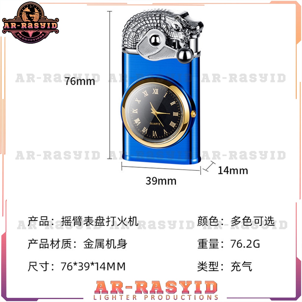 TERBARU! Korek Api Double Api Las Gas Jam Crocodile Watch Lighter ZB-036