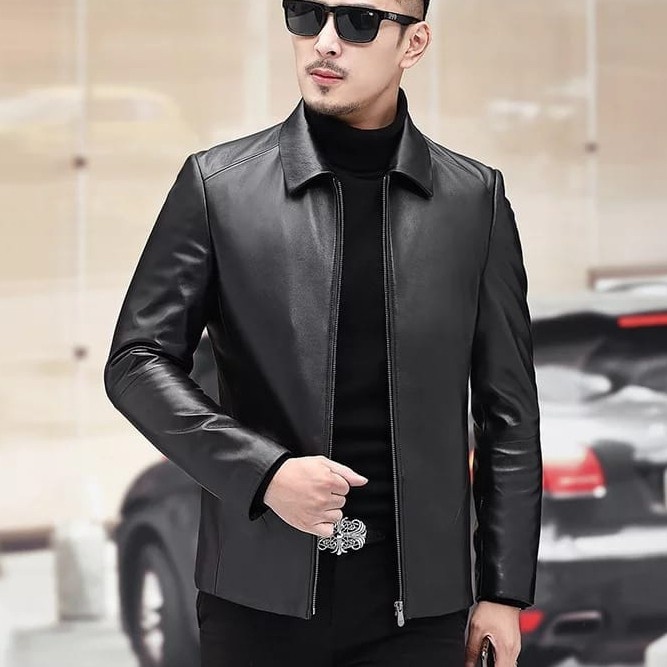 jaket kulit pria terbaru/ jaket kulit asli pria original-jaket Kulit domba original-jaket Kulit pria