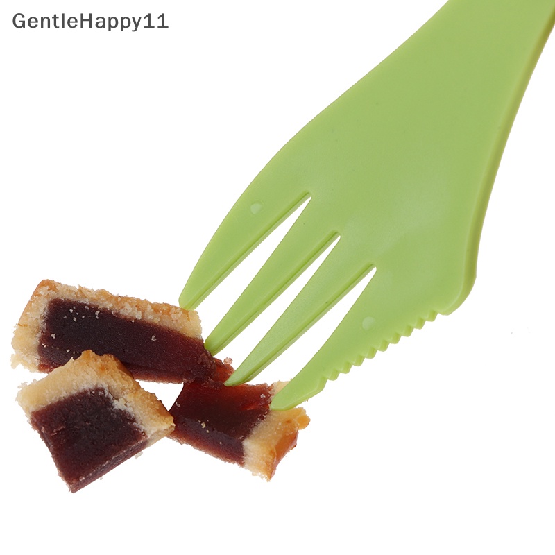 Gentlehappy 1pc 3in1 Sendok Garpu Cutter Travel Camping Hiking Piknik Peralatan Plastik Spork id