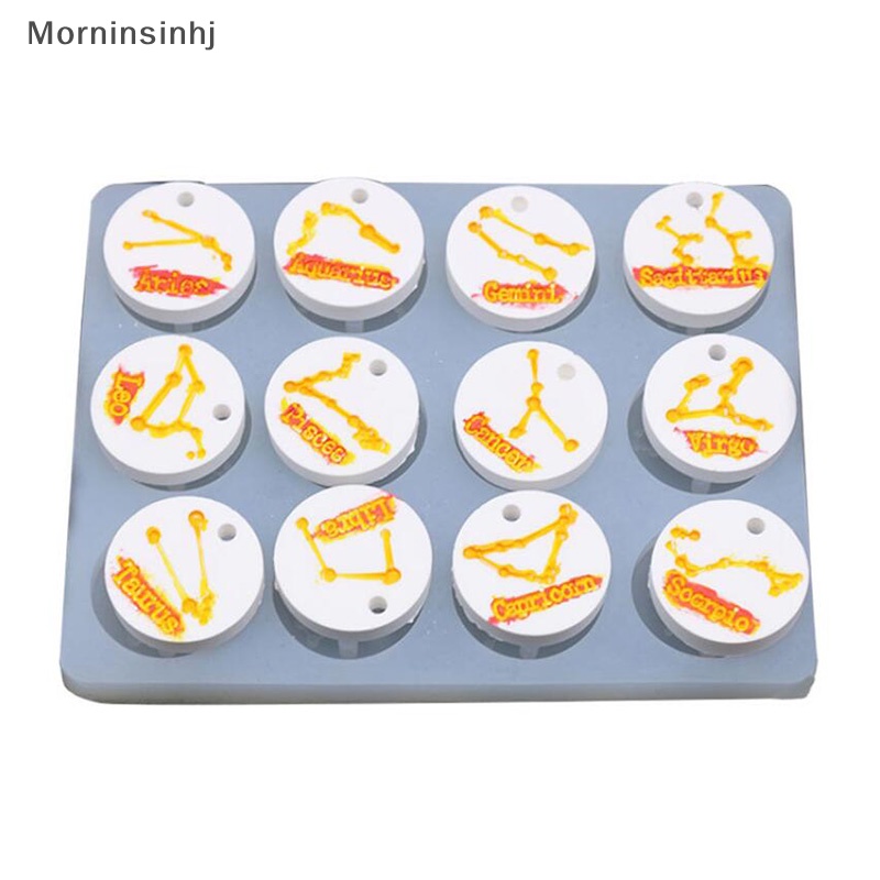 Mornin 12rasi Cakram Liontin Silikon Resin Cetakan DIY Membuat Perhiasan Craft id