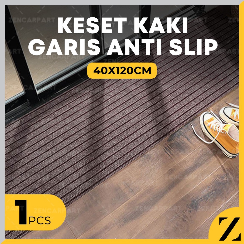 Keset Kaki Panjang Garis Anti Slip Lantai Teras Kamar Dapur Wc 40x120 Karpet Salur Lantai Lorong Anti Licin