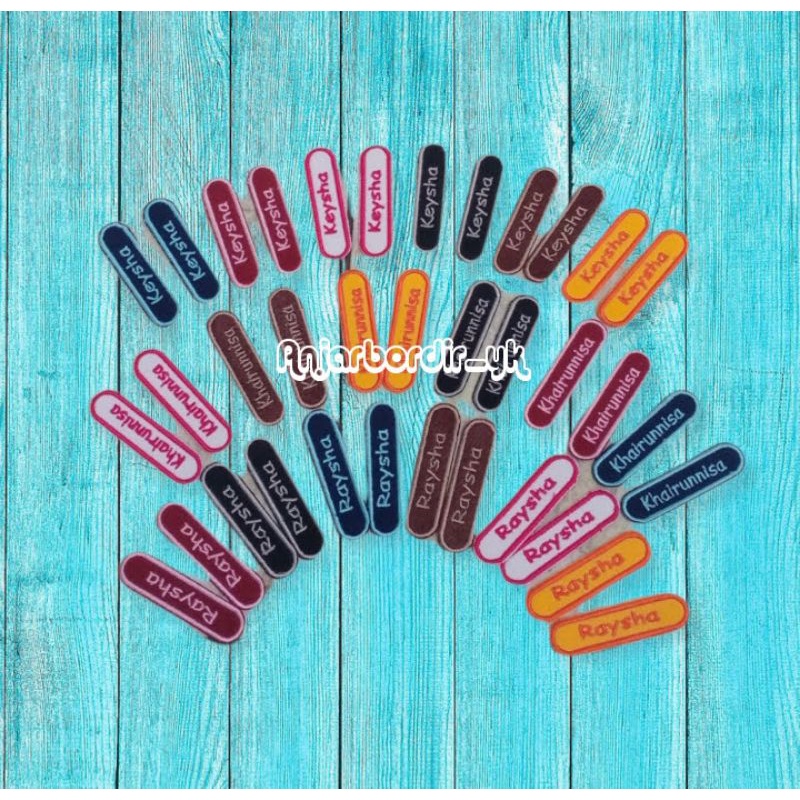 Bordir BORDIR NAMA OVAL/EMBLEM/PATCH/NAMA DADA/BORDIR NAMA/NAMETAG BORDIRbisa pesan satuan