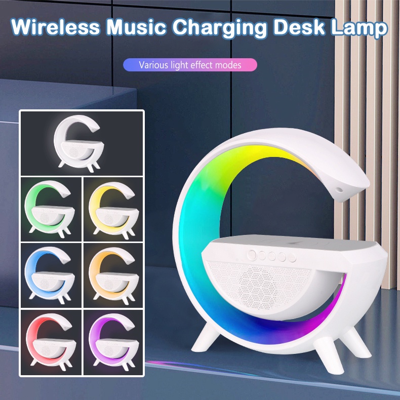 [ PPLUS ] Ambient light 15w Wireless Charger Handphone Smart Home Atmospheric Lamp LED light Multifunct RGB Night Light Desk Lamp Bluetooth Speaker projection lamp