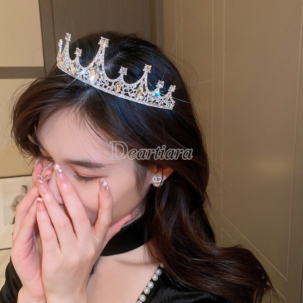 Mahkota Pengantin Hiasan Kepala Kristal Buatan Tangan Hiasan Rambut Bride Crown Princess Birthday Band