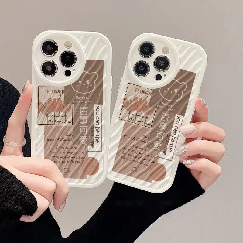 IPHONE Casing Ponsel Riak Air Beruang Lucu Kompatibel Untuk Iphone11 13 12 14 Pro Max14 Plus XR X XS MAX 7Plus 8Plus 7 8 SE 2020 2022 Shockproof Cover