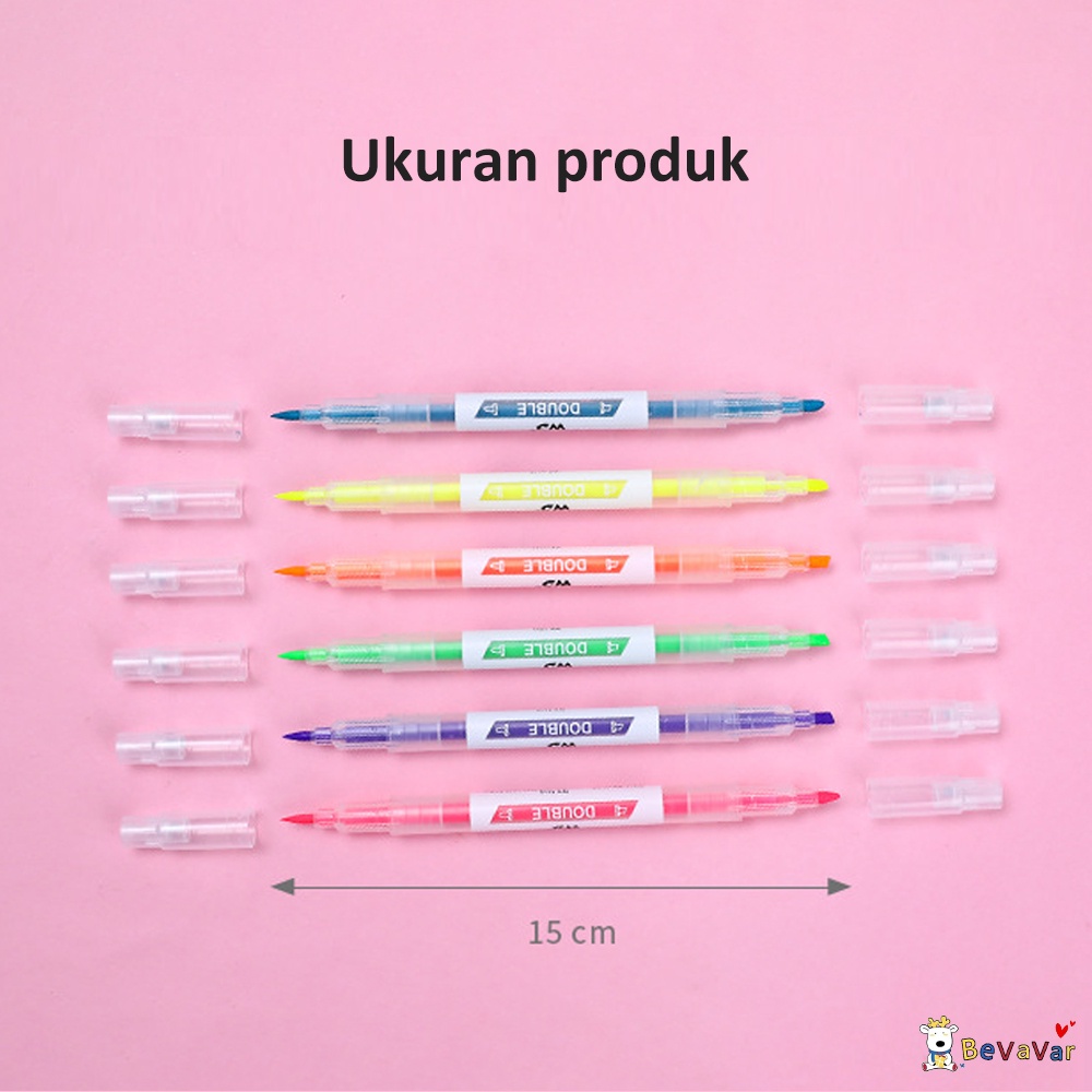 BEVAVAR 6Pcs/Set Stabilo Warna Warni / Highlighter Warna Warni 12 Warna