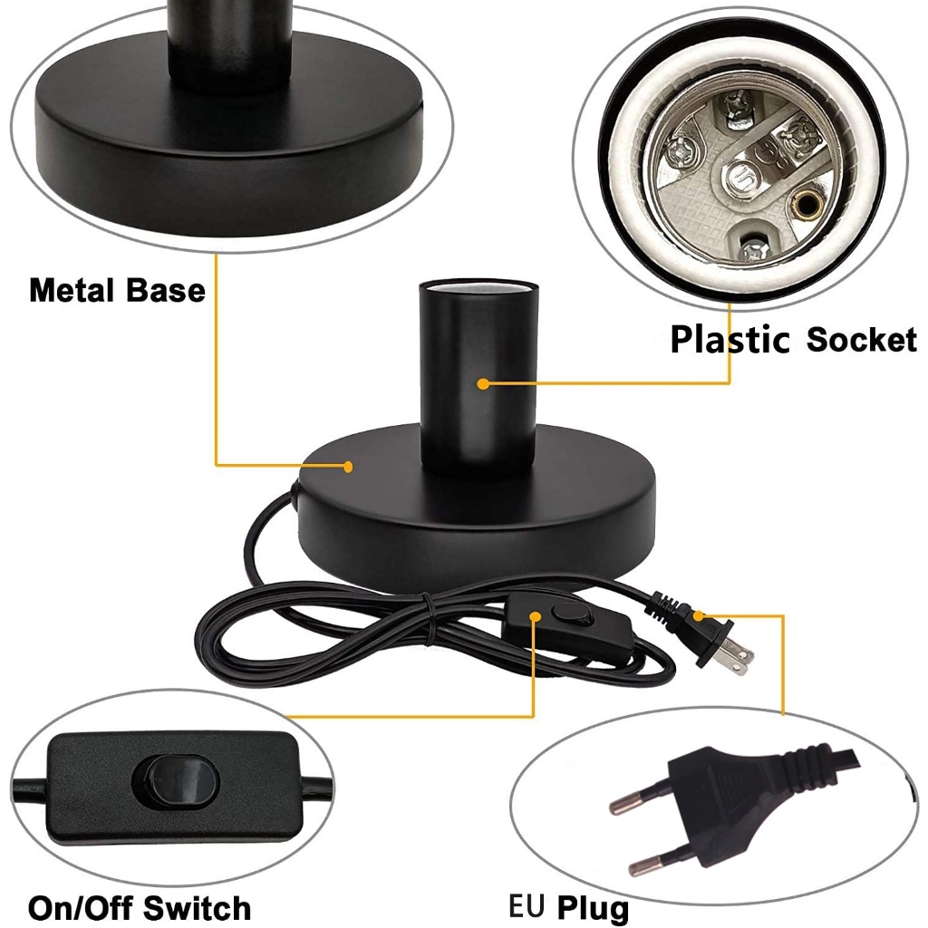 DSM HC Set Lampu Meja Bohlam LED Tumbler Kawat Vintage Lampu Tidur Malam dengan Garis Kepala Lampu E27 Soket Lampu Kursi Lampu Meja Bar Kafe Ruang Tamu Aeshtetic