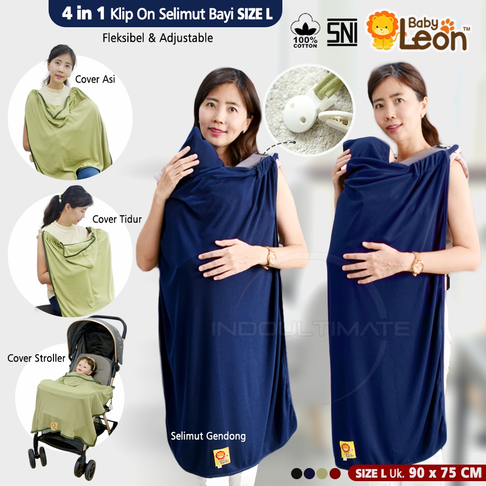 BS-336 Blanket On The Go 4in1 BABY LEON Selimut Bayi Hoodie Klip Selimut Tutup Stroller Cover Asi Pe