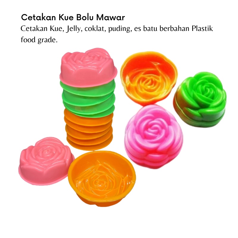 GOS -E408- Cetakan Kue Bolu Mawar - Cetakan Agar Puding Bentuk Mawar - Cetakan Kue Plastik