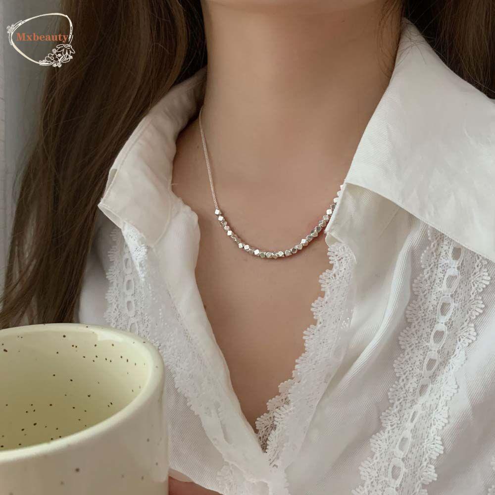 MXBEAUTY Kalung Gula Batu Kreatif Klasik Perak Hadiah Perhiasan Pacar Rantai Leher