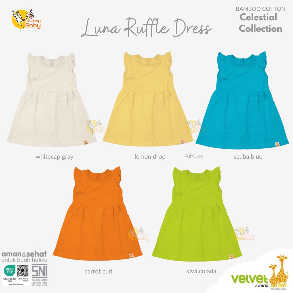 Velvet Junior Bamboo Cotton Celestial Collection Luna Ruffle Dress