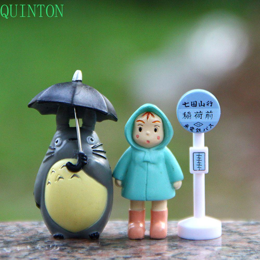 QUINTON Tetanggaku Totoro Hadiah Ulang Tahun Hiasan Mobil Mini Figure PVC Garden Figure Hayao Miyazaki