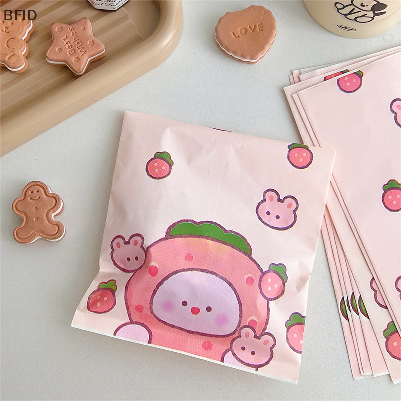 [BFID] 10pcs Mini Paper Bag Kraft Kantong Kertas Lucu Kartun Strawberry Rabbit Tas Penyimpanan Pembungkus Favour Bags Gift Packing Small Bag [ID]