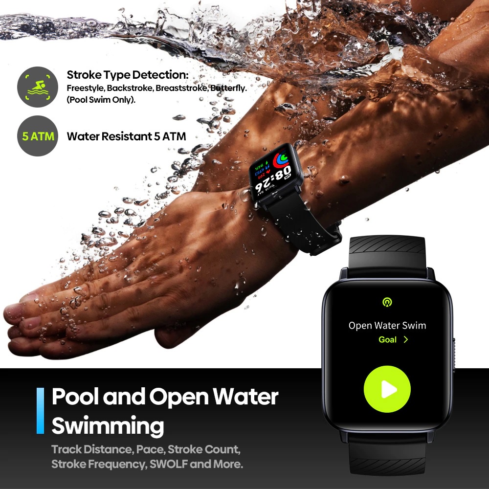 AKN88- ZEBLAZE SWIM Smartwatch Swimming 5 ATM Built In GPS Health Monitor