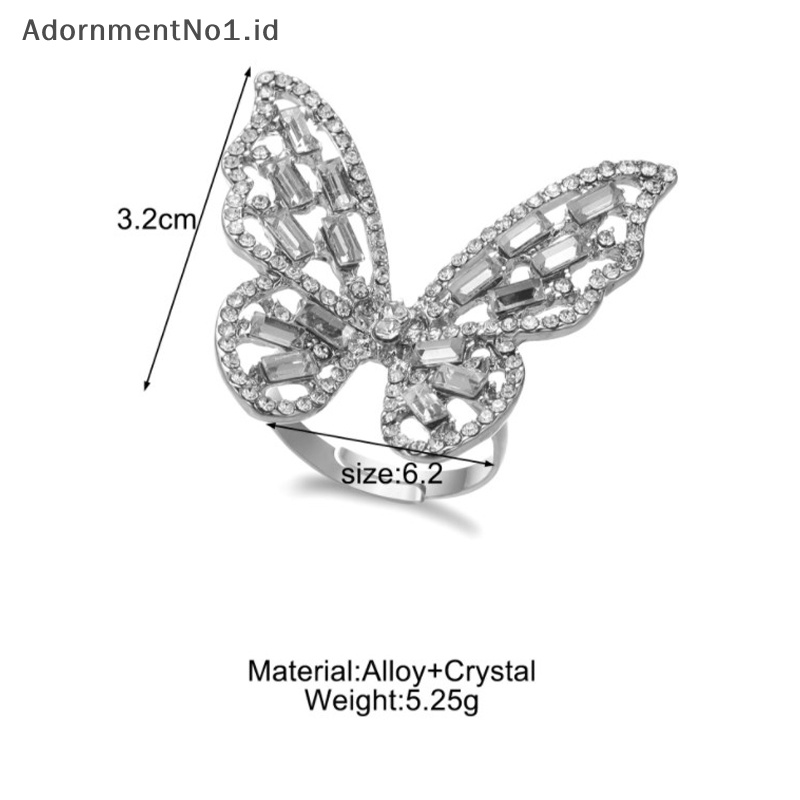 [AdornmentNo1] Cincin kawin warna perak untuk wanita baru trendi elegan menawan berkilau Butterfly zirkon perhiasan pengantin hadiah