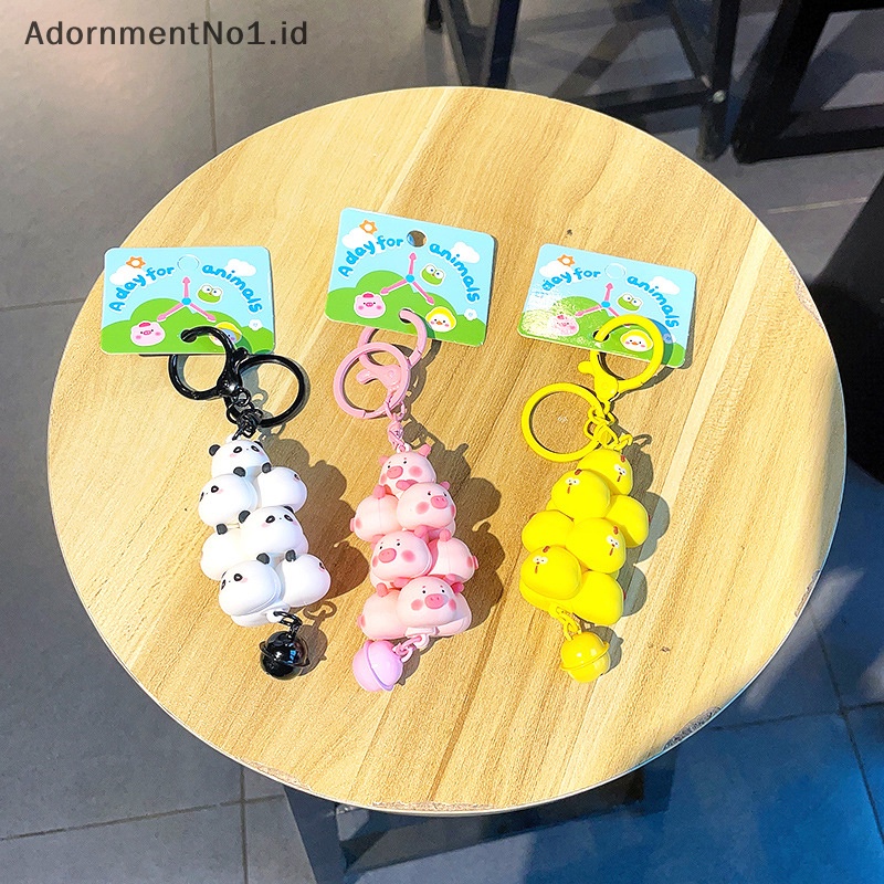 [AdornmentNo1] Kartun hewan Panda Chick gantungan kunci PVC lucu babi peliharaan surga gantungan kunci ransel liontin Keyring untuk anak wanita hadiah