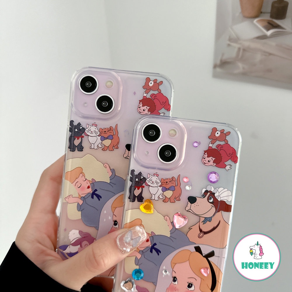 Luxury Cartoon Disney Alice Princess Alice In Wonderlands Phone Case for IPhone 11 13 14 12 Pro Max 14 Pro XR XS 7 8Plus Anti-drop Back Cover