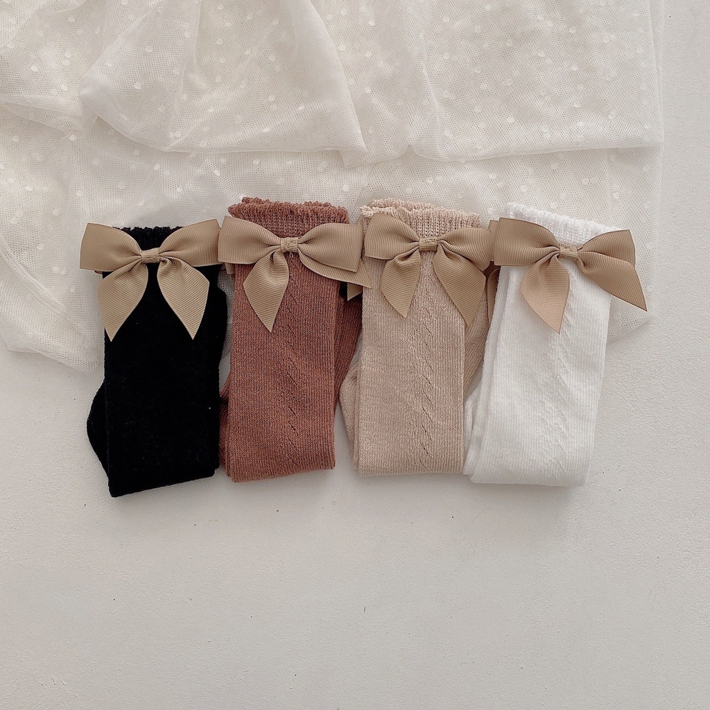 ❤️GTB❤️ Kaos Kaki Panjang Anak Perempuan Model Pita Lucu Anti Slip / Kaus Kaki Bayi Korea Bahan Lembut Ribbon Baby Socks import KK071