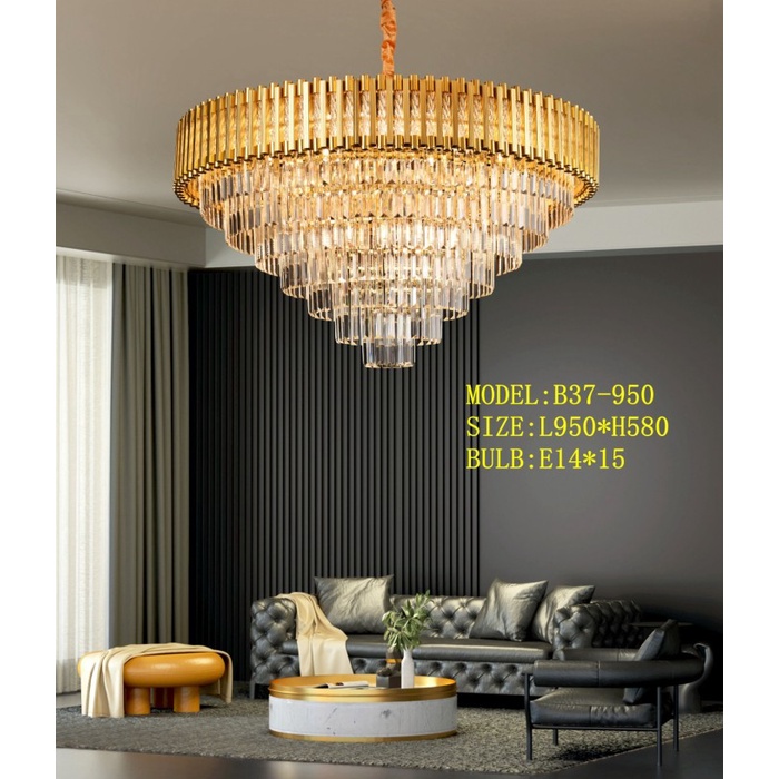 Lampu Gantung Kristal LED Chandellier SKKT B37-95 GOLD