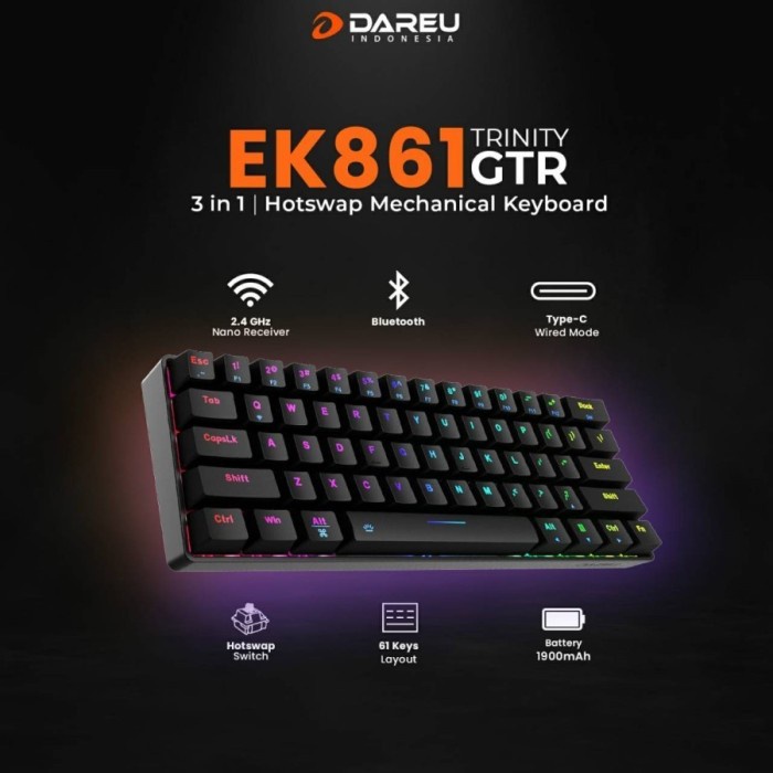 Dareu EK861 Trinity GTR Wireless Hotswap - Mechanical Keyboard Gaming