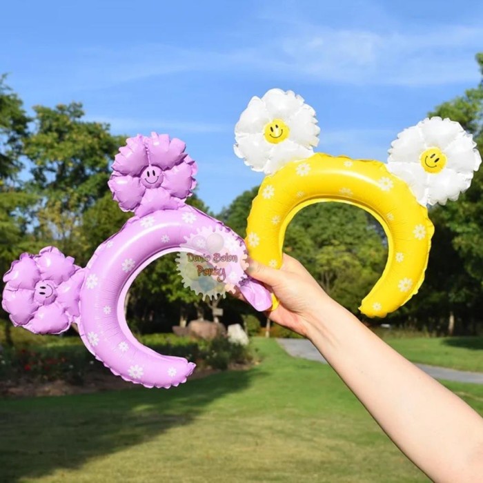 Balon Foil Bando Bunga Daisy / Headband Balloon / Balon Bandana Pastel