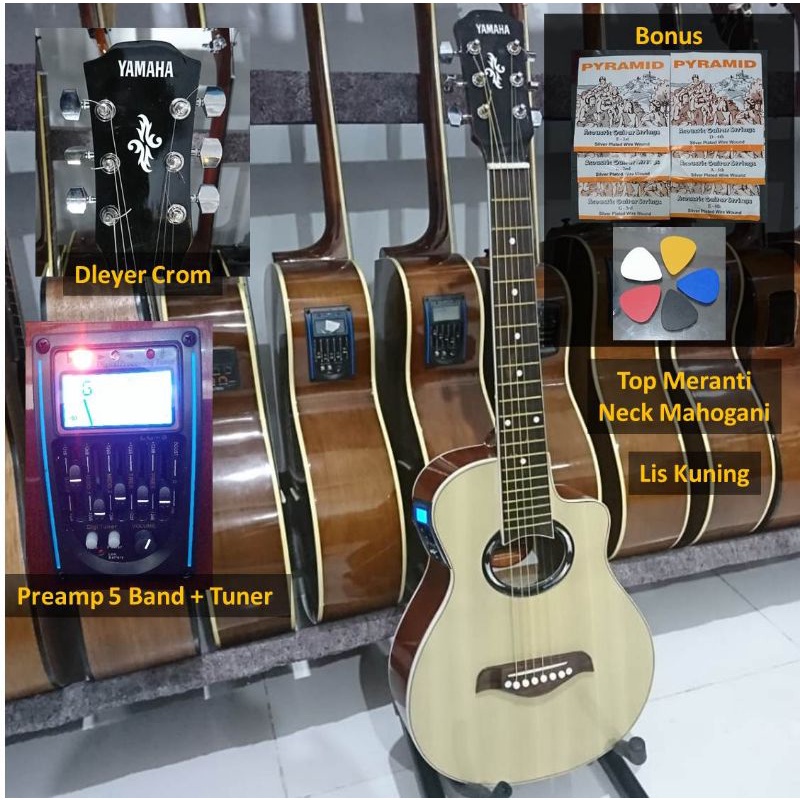 Gitar akustik dan akustik elektrik ukuran 3/4 preamp 7545 LCD lc-5 murah 3 per 4 custom yamaha t2 ap