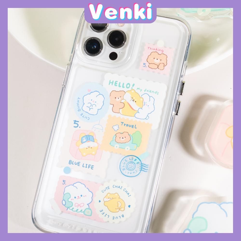 VENKI - Untuk iPhone 11 Ponsel Case Bening Lubang Besar Ruang Case TPU Soft Shell Shockproof Perlindungan Kamera Hewan Lucu Kompatibel dengan iPhone 14 13 Pro max 12 Pro Max 11 xr xs 7 8 Plus