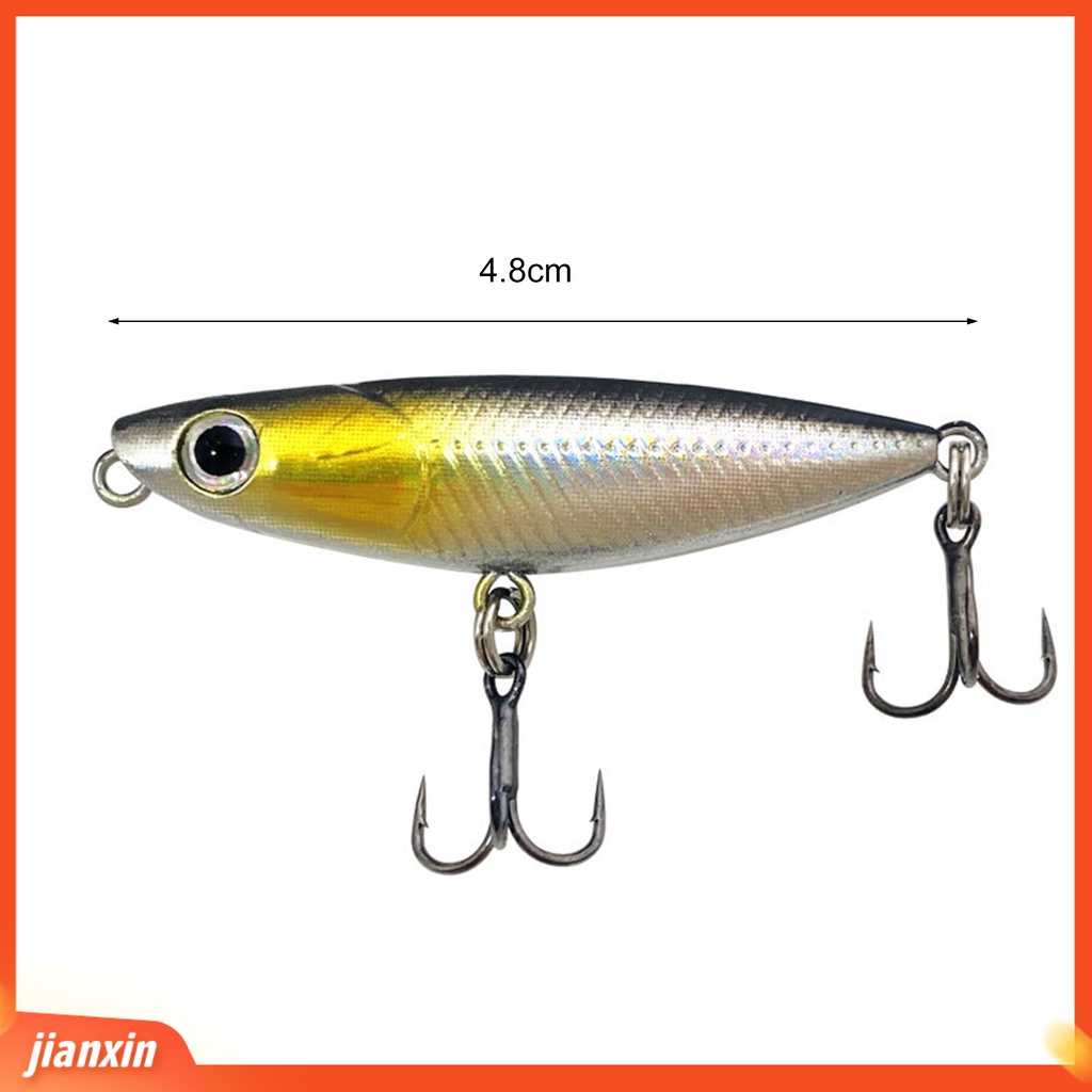 (In Stock) 48mm /2g Umpan Pancing Treble Hooks Simulasi Kulit Hidup Warna Cerah 3D Fisheyes Ikan Atraksi Efisien Mengambang Pensil Buatan Umpan Keras Perlengkapan Memancing