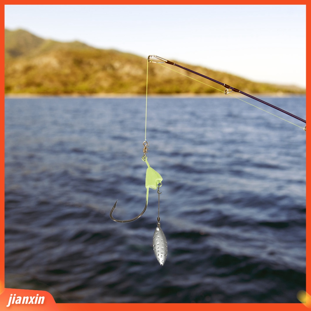 (In Stock) 3Pcs 4g /6g /8g /11g Spiral Duri Memancing Kait Dengan Willow Leaf Sequin Baja Karbon Tinggi Bercahaya Memancing Berduri Umpan Kait Lapangan Memancing Aksesoris