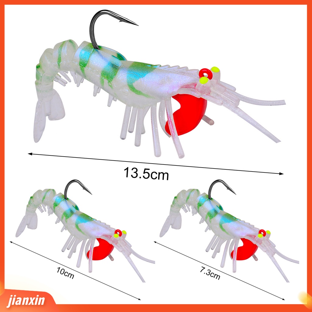 (In Stock) 7.3 /10 /13.5cm Umpan Udang Kait Tajam Simulasi Mata Bercahaya Realistis Umpan Jalan Udang Bercahaya Memancing Luar Ruangan