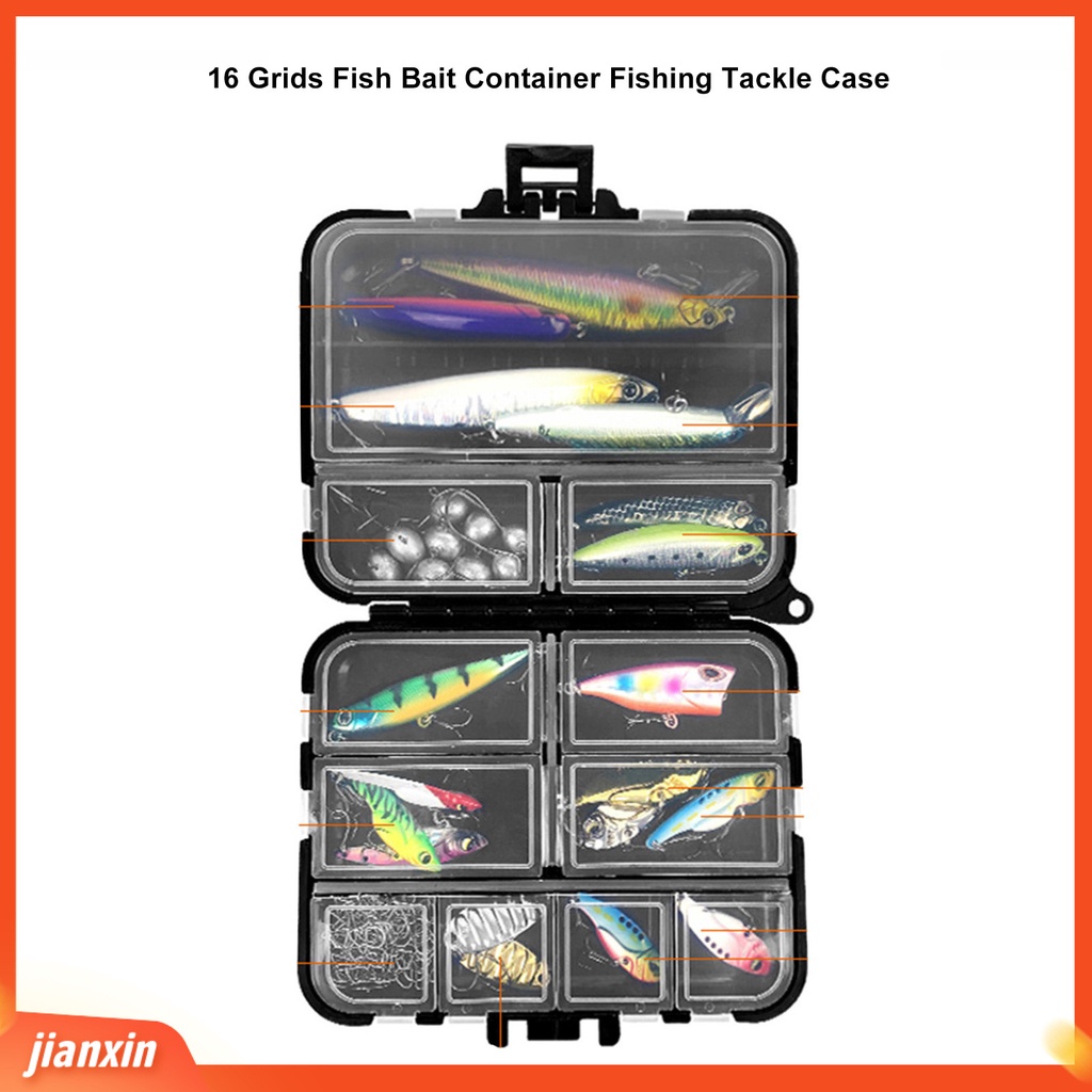 (In Stock) Kompartemen Kotak Perlengkapan Pancing Mengklasifikasikan Menyimpan Luar Ruangan Portabel 16kisi Wadah Penyimpanan Umpan Umpan Angling Aksesoris