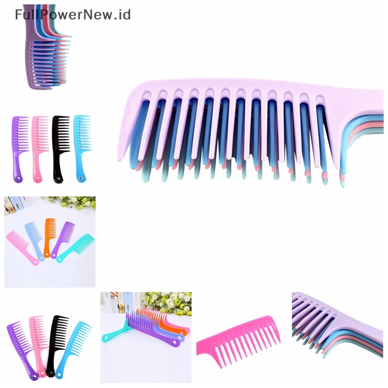 Power Hairdressing Salon Plastik Gagang anti Statis Gigi Lebar Sisir Rambut Detangling ID