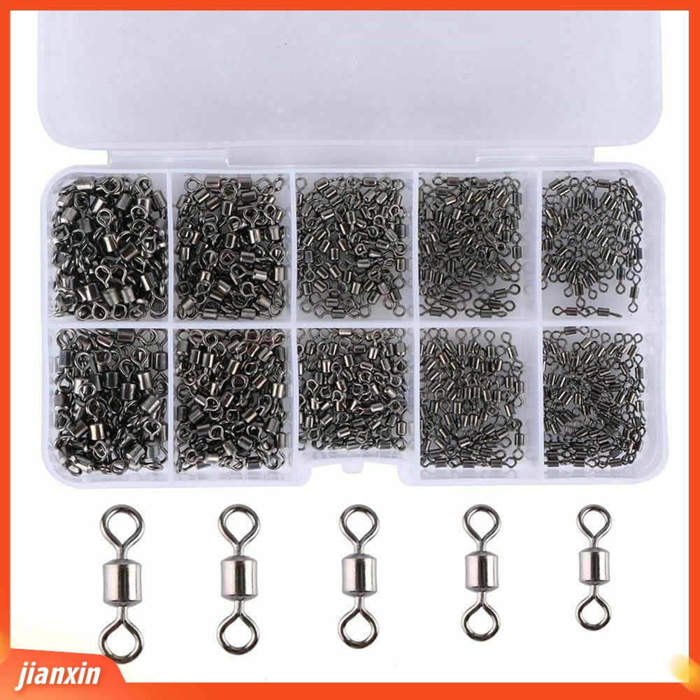 (In Stock) 500Pcs Ukuran4 /6 /8 /10 /12 Alat Konektor Putar Rolling Pancing Dengan Kotak Plastik