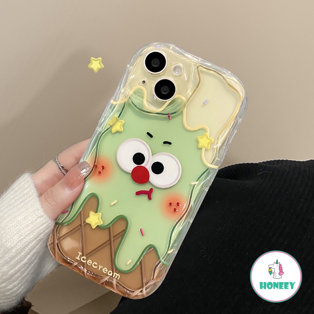 IPHONE Korea Lucu Smiley Ice Cream Transparan Soft Phone Case Kompatibel Untuk Iphone11 14Pro Max12 Pro 13 Pro Bening Silikon Cover