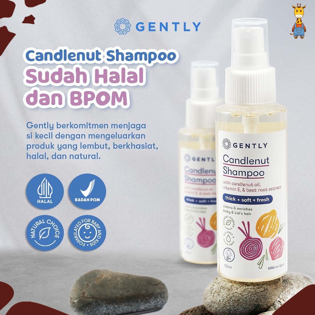 Gently Candelnut Shampoo 100ml - Shampoo Kemiri Bayi dan Anak