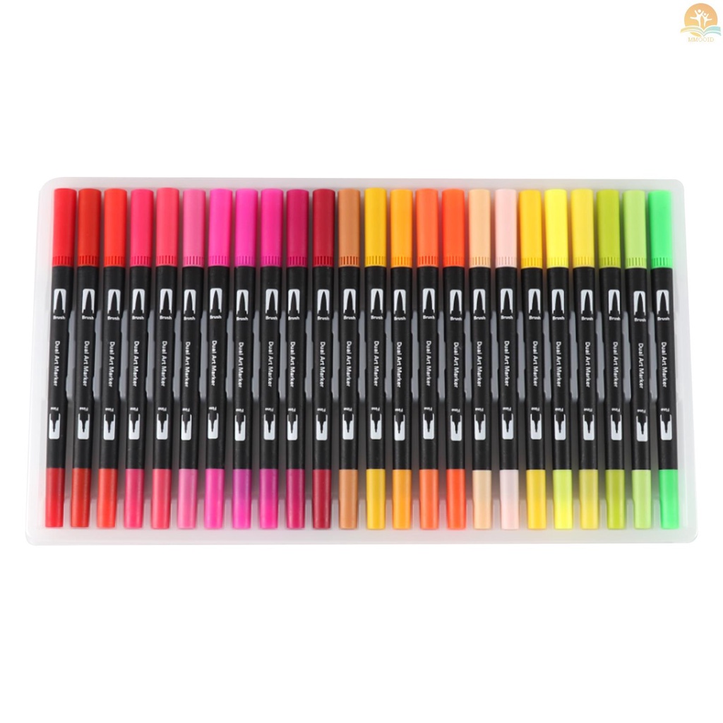 In Stock 24warna Spidol Set Double Tipped Colored Pen Fine Point Art Marker Untuk Anak-Anak Dewasa Mewarnai Gambar Ilustrasi Sketsa Artis