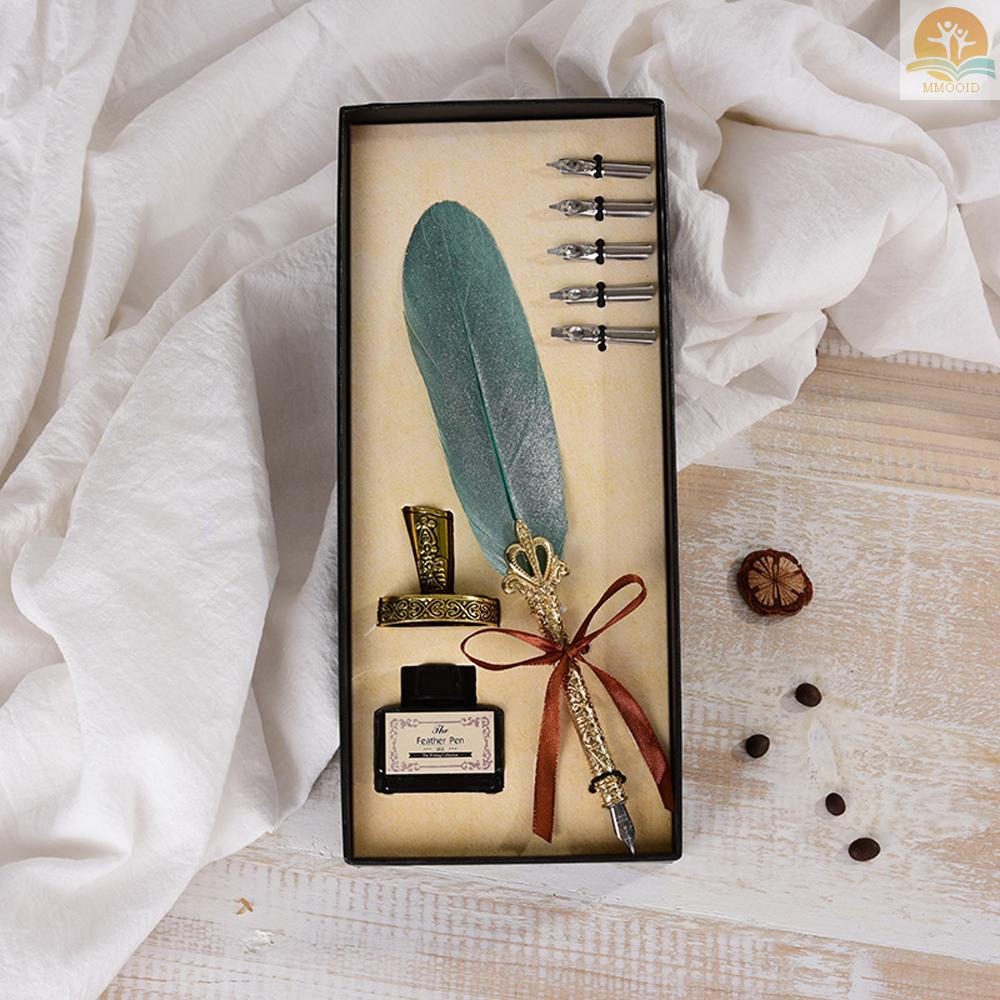 In Stock Set Tinta Pen Celup Quill Bulu Vintage Cocok Untuk Menandatangani Handwriting Sekolah Kantor Alat Tulis Hadiah Souvenir Pernikahan Yang Sangat Baik