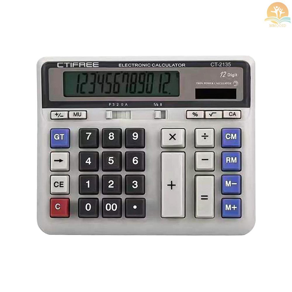 In Stock Large  Electronic Calculator Counter Solar &amp; Battery Power 12 Digit Display Multi-functional Big Button  for Business Office School Calculating