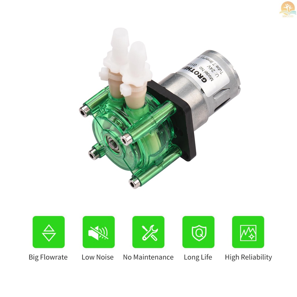 In Stock GROTHEN DC 12V Dosing Pump Pompa Peristaltik Pompa Cairan Air Mini Flowrate Besar Peristaltic BPT Tube Self-Priming 700mL/min Untuk Aquarium Lab Chemical Analisa Dosing Add