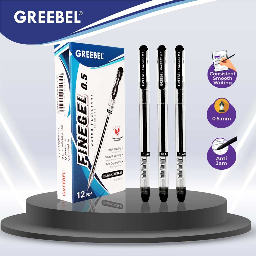 

EZIO - GREEBEL BALLPEN PULPEN FINE GEL BLACK [GROSIR]