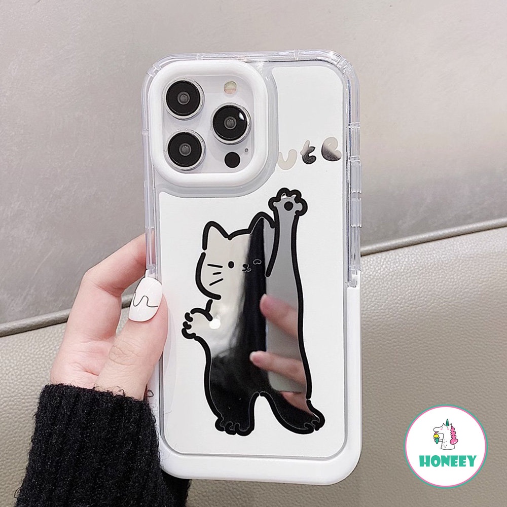 Cute Cat Invisible Bracket Phone Case Kompatibel Untuk iPhone 14pro Max13 12/12pro 11 Pro Max Cermin Rias Shockproof Penutup Belakang