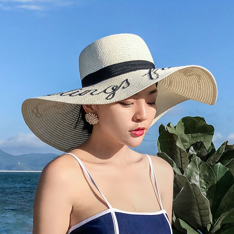 Tabir Surya Dan shading beach Topi Jerami Bertepi Besar