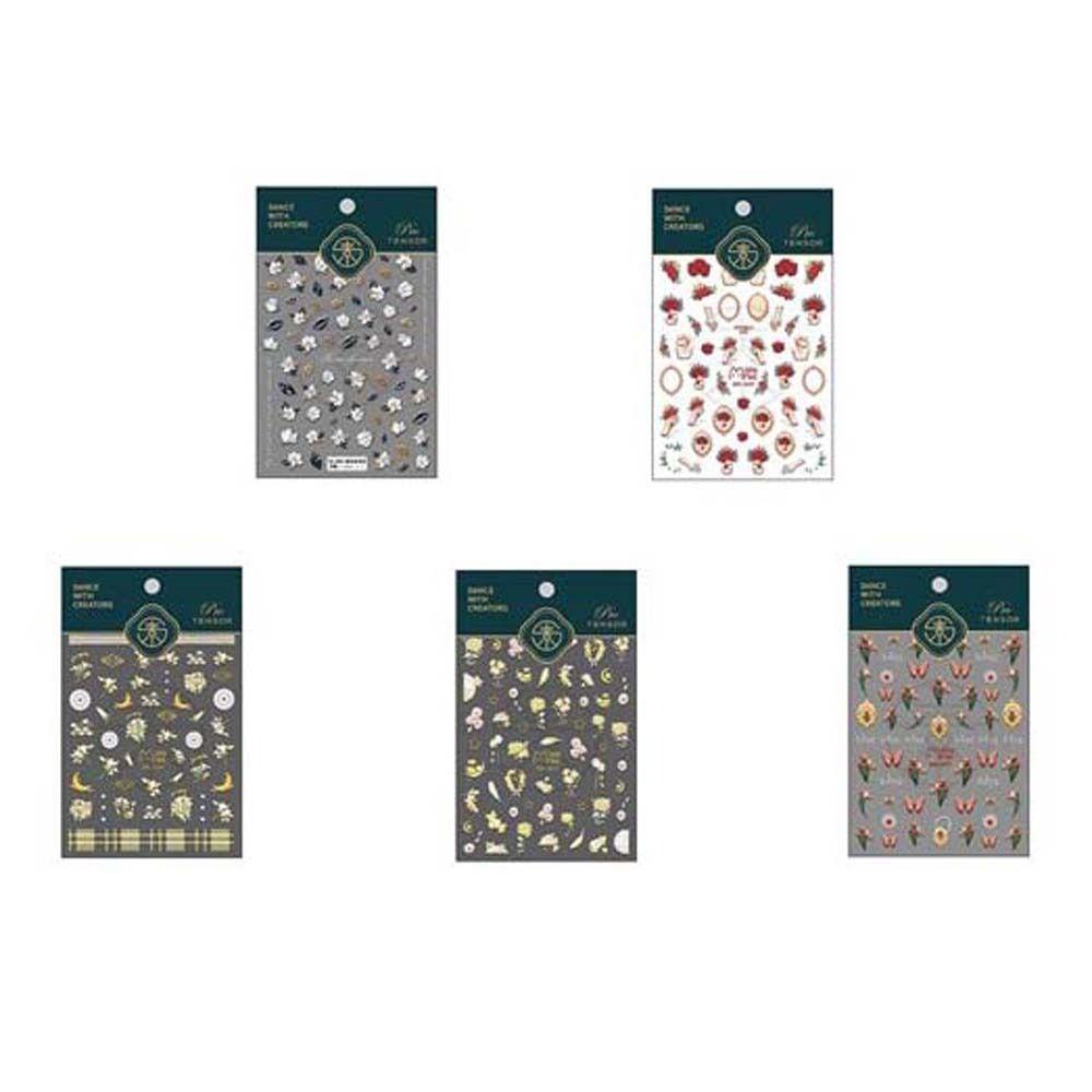 MXBEAUTY Stiker Kuku Bunga, Stiker Kuku Bunga Bentuk Daun, Motif Kupu-Kupu Warna-Warni Desain Timbul Aneka Warna Untuk Lady