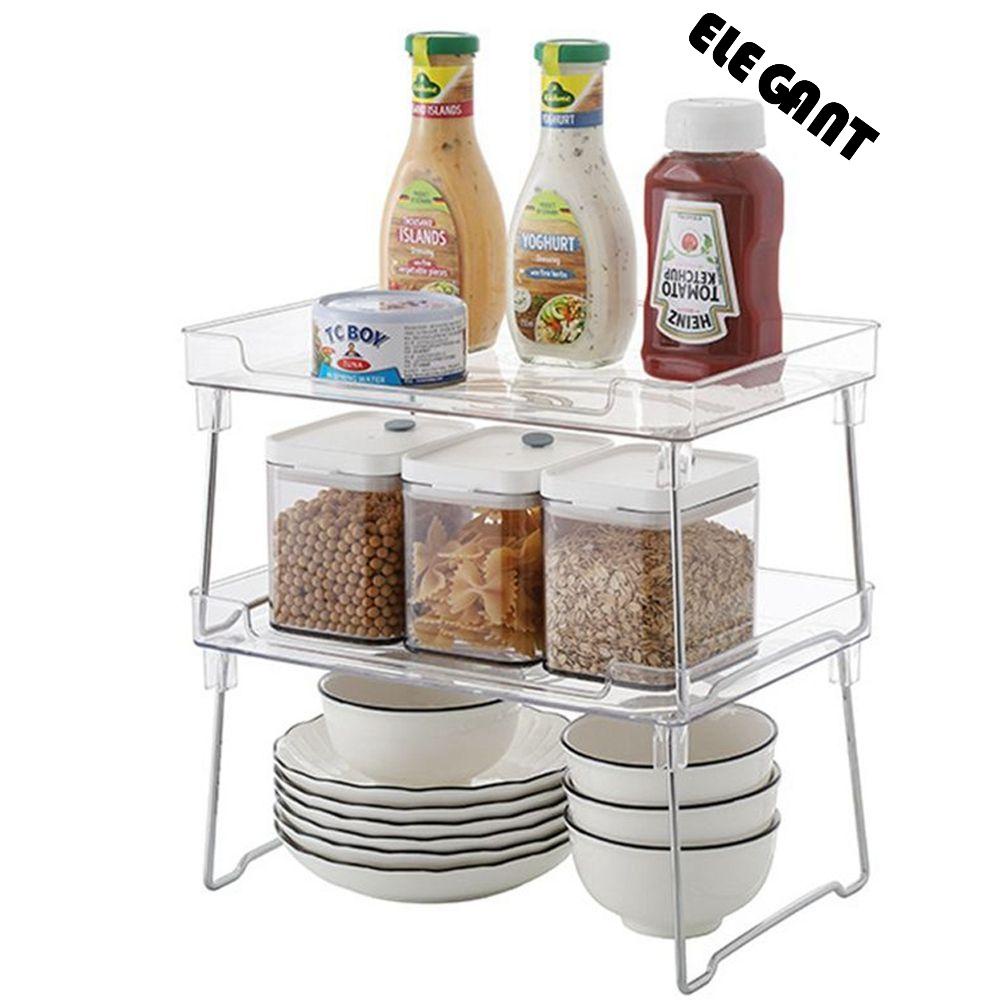 【 ELEGANT 】 Rak Penyimpanan Hemat Tempat Penyimpanan Serba Serbi Sederhana Dapat Ditumpuk Berlapis Rak Kabinet Lipat