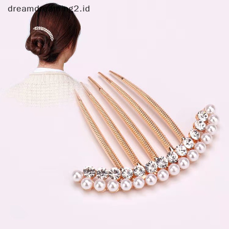 (drea) 5gigi Sisir Sisi Rambut Mutiara Kristal Hairpin Comb Wedding Bridal Berlian Imitasi Mutiara Kristal Sisir Rambut Cakar Hairpin Hiasan Rambut Aksesori //