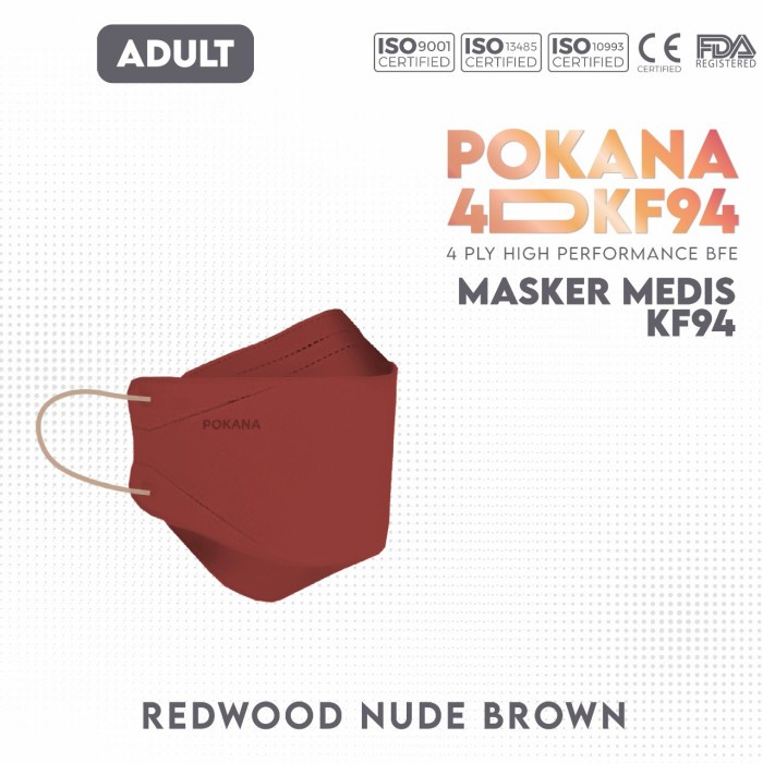 POKANA MASKER MEDIS KF94 -RED WOOD NUDE BROWN